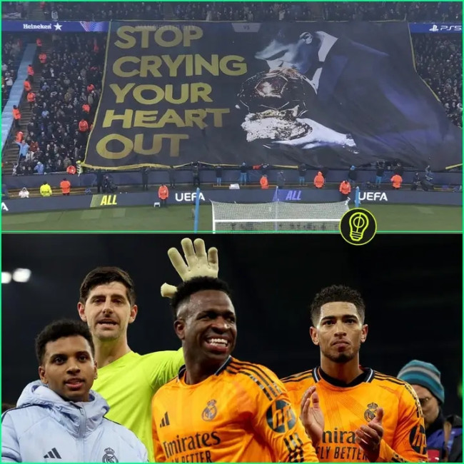 Thibaut Courtois dan Vinicius Jr. Tanggapi Banner Fans Man City: Motivasi Tambahan untuk Real Madrid 8 FB IMG 17393417603433346