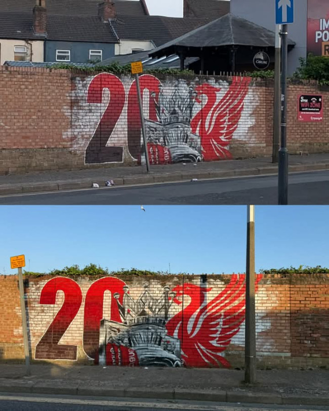 Mural Gelar Liga ke-20 Mulai Hiasi Jalanan Liverpool, Sambut Sejarah Baru The Reds 3 FB IMG 1745552786721