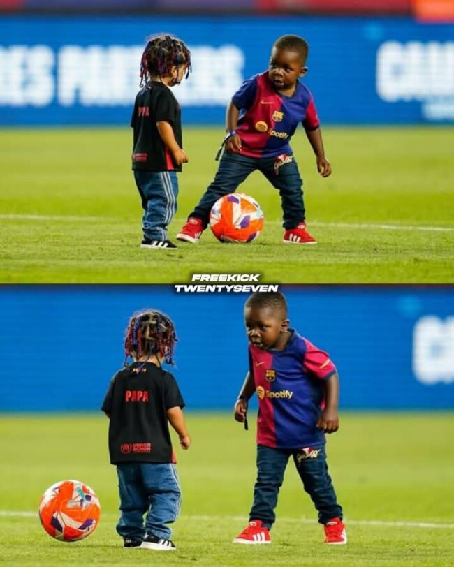 Momen Lucu! Adik Laki-laki Lamine Yamal Bermain Bersama Putra Raphinha di Montjuic Saat Perayaan Gelar Barca 5 FB IMG 1747719025622
